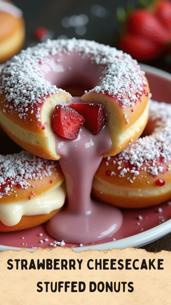 Strawberry Cheesecake Stuffed Donuts